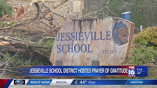 Jessieville teachers and students hold Prayer of Gratitude after tornado damage [upl. by Starinsky]