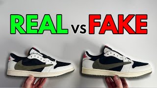 REAL VS FAKE NIKE X TRAVIS SCOTT AIR JORDAN 1 LOW OLIVE UPDATED SNEAKER COMPARISON [upl. by Hendrickson]