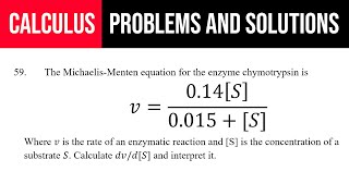 59 The MichaelisMenten equation for the enzyme chymotrypsin is v014S0015S [upl. by Readus]