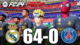 FIFA 24  RONALDO MESSI SPIDER MAN ALL STARS PLAYS TOGETHER  Real Madrid 640 PSG [upl. by Strohben]