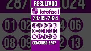 LOTO FACIL hoje  28092024  Resultado concurso 3207 [upl. by Sadoc]