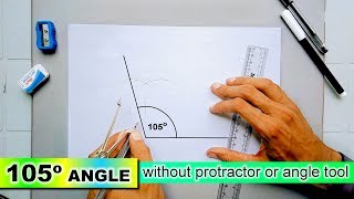 how to draw 105 degree angle without protractor using compass [upl. by Chace583]