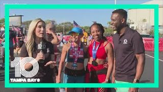 Skyway 10K 2022 Meet 2 runners who finished the race over the Sunshine Skyway Bridge [upl. by Adnouqal995]