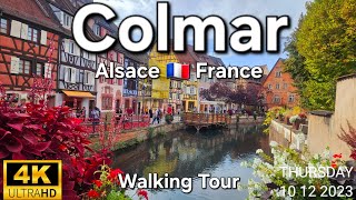 Beautiful French city COLMAR and Covered Market Marché Couvert 4K Walking Tour in Alsace Region [upl. by Ahsirahc]