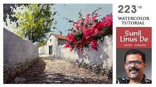 Watercolor painting tutorial Beyond the reference photo  Landscape painting  Sunil Linus De [upl. by Acinor]