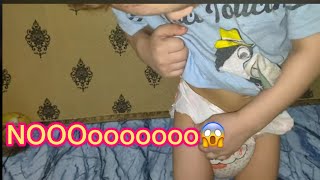 2 years Baby Tries To Take His Diaper Off  Funny Diaper Video what happen when the diaper off😧😧 [upl. by Lajes665]