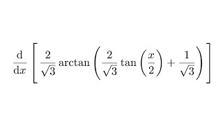 Derivative of 2sqrt3arctan2sqrt3tanx2  1sqrt3 [upl. by Aynwat]