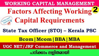 Factors affecting working capital requirements STO Bcom Mcom UGC NETJRF [upl. by Eylatan818]