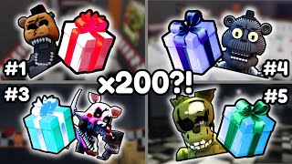 I Opened 200 of Each Clan Season Present and Got   Five Nights TD [upl. by Eibot]