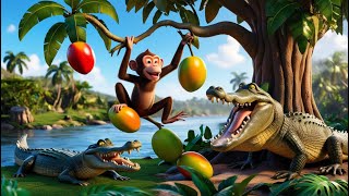 Monkey And The Crocodile Friendship Story  Kids Stories  Urdu Stories [upl. by Roseanna]