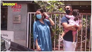 Neha Dupia amp Angad Bedi Spotted At A Clinic For Mehrs Flu Shot [upl. by Ayifas316]