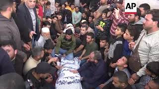 Funeral in Gaza for man killed in Israeli strike [upl. by Nyleimaj]