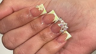 French Duck Nails w Bling 💚✨ Duck Nails  Croc French Nails  French Tutorial [upl. by Ahtikal]