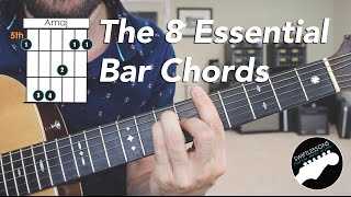 The 8 Essential Bar Chord Shapes  Easy Beginner Guitar Lesson [upl. by Rednaskela]