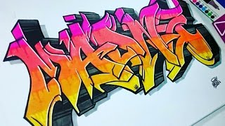 Dibujando letras de Graffiti en papel  SpeedArt [upl. by Wendall533]