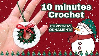 Very Easy Crochet Christmas Ornament  Christmas Wreath Tutorial  Changmi Crochet [upl. by Neirod407]