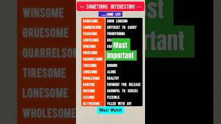 Words with suffix some  Important english vocabulary words  Learn english  Vocab  Handsome [upl. by Asle665]