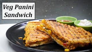 Veg Panini Sandwich Recipe  Quick Easy SnackBest Vegetarian Italian SandwichGrilled Veggie Panini [upl. by Sihonn819]