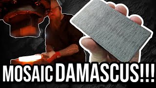 Forging MOSAIC DAMASCUS for a BOWIE KNIFE  BladeShow Texas [upl. by Caves]