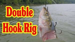 How to tie a double hook rig  Using a Double hook rig to catch Big Catfish [upl. by Karab]