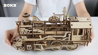 Mechanical gear seriesDIY Wooden Locomotive LK701  assembly video [upl. by Dnalrah]