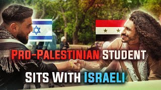 ProPalestinian Student Sits With Israeli [upl. by Amahs]