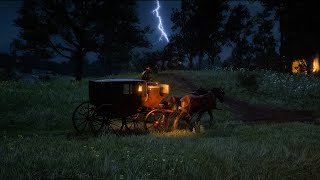 quotNight Storm Journey  Horse Cart Ride in Thunderstorm Ambience  Red Dead ASMRquot [upl. by Aisile]