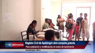 Apatzingán Mich Registro Civil de Apatzingán abre campaña gratuita [upl. by Bessie755]