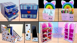 Diy 4 easy desk organizer from cardboard  DIY cardboard crafts [upl. by Yrellih]