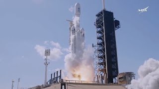 Blastoff SpaceX Falcon Heavy launches Europa Clipper to Jupiters ocean moon [upl. by Ahseiym427]