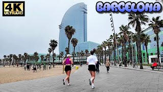 4K 60ftps Barcelona Beach Walking Tour  Playa Barceloneta 2024 Spain [upl. by Endys]