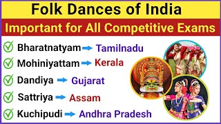 Folk Dances of India  Indian Art and Culture  Folk Dances of All States  GK Questions [upl. by Pearlstein]