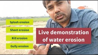 Live Demonstration of Water erosion  Splash  Sheet  Rill  and Gully erosion [upl. by Adabelle]