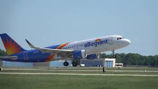 Allegiant Airlines A320 Airbus Takeoff Springfield Illinois 2018 N254NV [upl. by Ellimak]