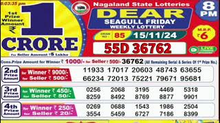 Nagaland lottery result today 8pm 15112024  morning Nagaland State Lottery Result [upl. by Airdnala695]