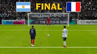 Argentina vs France  FIFA World Cup 2026™ FINAL  Penalty Shootout  Messi vs Mbappe  PES Gameplay [upl. by Kobylak]