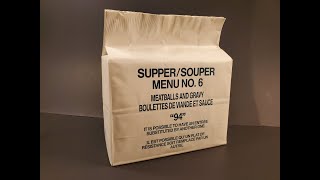 1994 Canadian IMP Meatballs with Gravy Individual Meal Pack MRE Review Ration Tasting Test [upl. by Ayota]