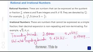 Math3 S1U1 Rational and Irrational Numbers [upl. by Arondell]