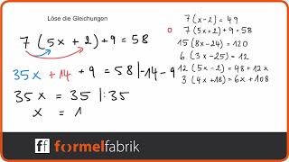 Lineare Gleichungen Trainingsvideo Klammern Nr 2 [upl. by Alket]