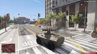 GTA 5  Stealing an APC SAM Battery Tank  Six Star Escape [upl. by Ellesig617]