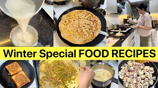 WINTER SPECIAL BREAKFAST PyazSev Paratha Masala Milk Mushroom Sandwich Recipes winterspecial [upl. by Robbin]