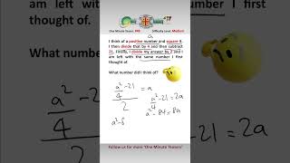 I Think of a Number Word Problem mathsshorts mathstricks wordproblems [upl. by Bolanger]