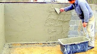 Building a house step by step Full HD Day 11 Plastering foundation wall [upl. by Northrop]