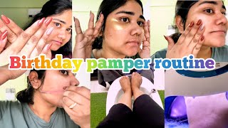 Birthday pamper routine 🥰skincareself pamper nail extensions pragathivlogs19 [upl. by Lareneg381]