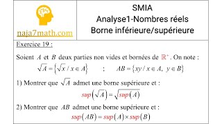 Exercice 19 SMIAMIP Analyse1  Nombres réels [upl. by Harehs]