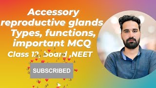 accessory reproductive glands types functions important MCQclass12 boardexam neet ytyoutube [upl. by Arley]