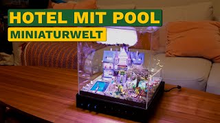 Hotel mit realistischem Pool in einer 30x30x30cm großen Box Animiertes Wasser  bewegte Figuren [upl. by Erdnoed]