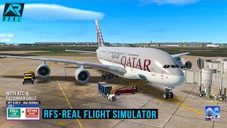 RFS  Real Flight Simulator London to Doha Full FlightA380QatarAirlinesFullHDRealRoute [upl. by Ahsinaw]