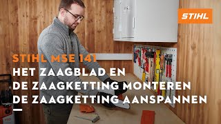 Het zaagblad en de zaagketting monteren amp de zaagketting aanspannen  STIHL MSE 141 [upl. by Burtis565]