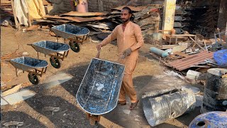 Amazing Process of Making Wheelbarrow from Old Oil Drums  How to Make Wheelbarrows [upl. by Thurmond]